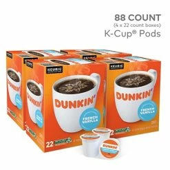 Best Pirce 🔥 K-Cups Dunkin' Donuts French Vanilla Coffee, Keurig® K-Cup® Pods, Medium Roast, 88/Carton (400847) 🤩