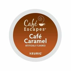 New 🔥 K-Cups Cafe Escapes Café Caramel Coffee, Keurig® K-Cup® Pods, Light Roast, 24/Box (GMT6813) ⌛