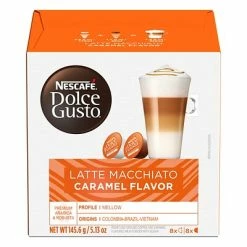 Cheapest 🥰 Nestle Single Serve Cups & Pods NESCAFE Dolce Gusto Caramel Latte Macchiato, Coffee, 16 Pods/Box (NES24306) 👍